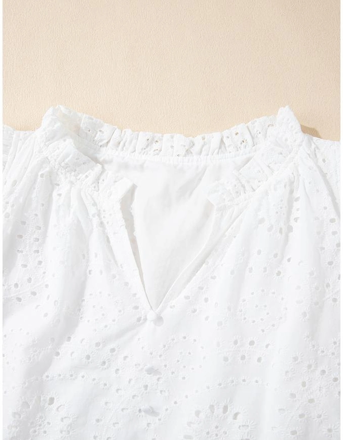 White Broderie Anglaise Ruffle Short Sleeve Blouse