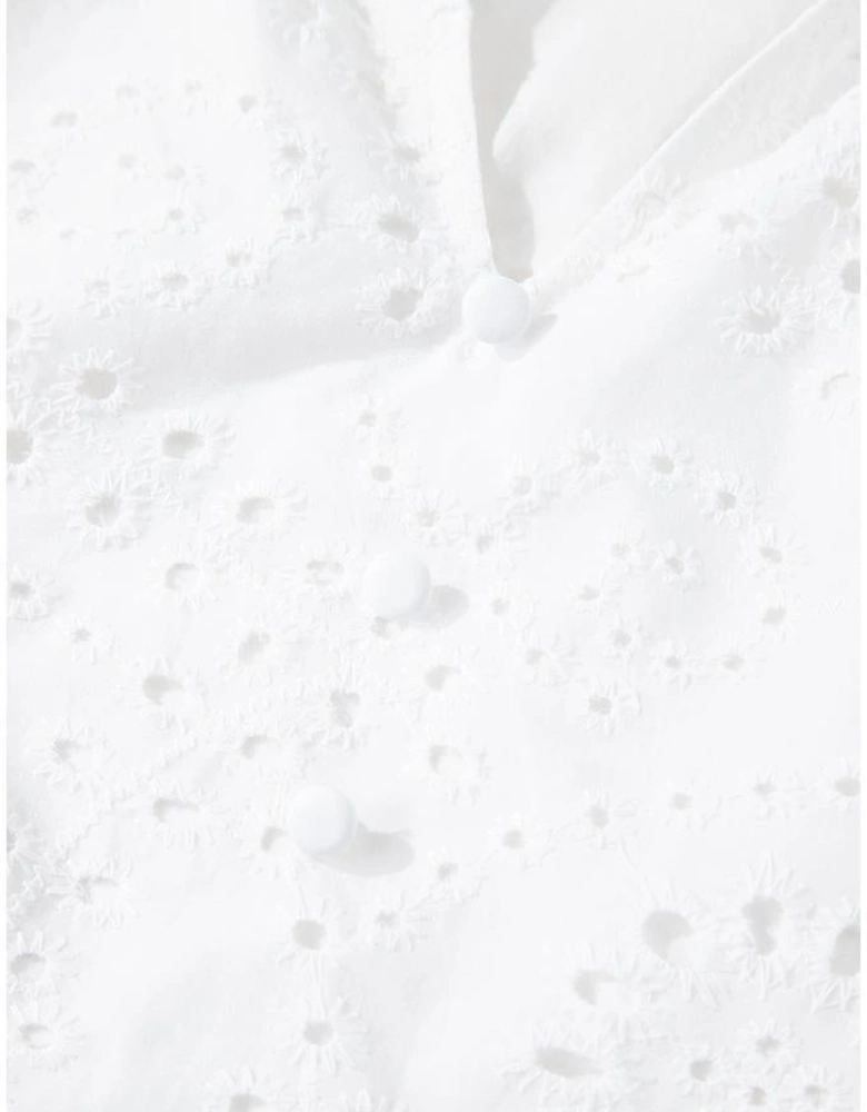 White Broderie Anglaise Ruffle Short Sleeve Blouse