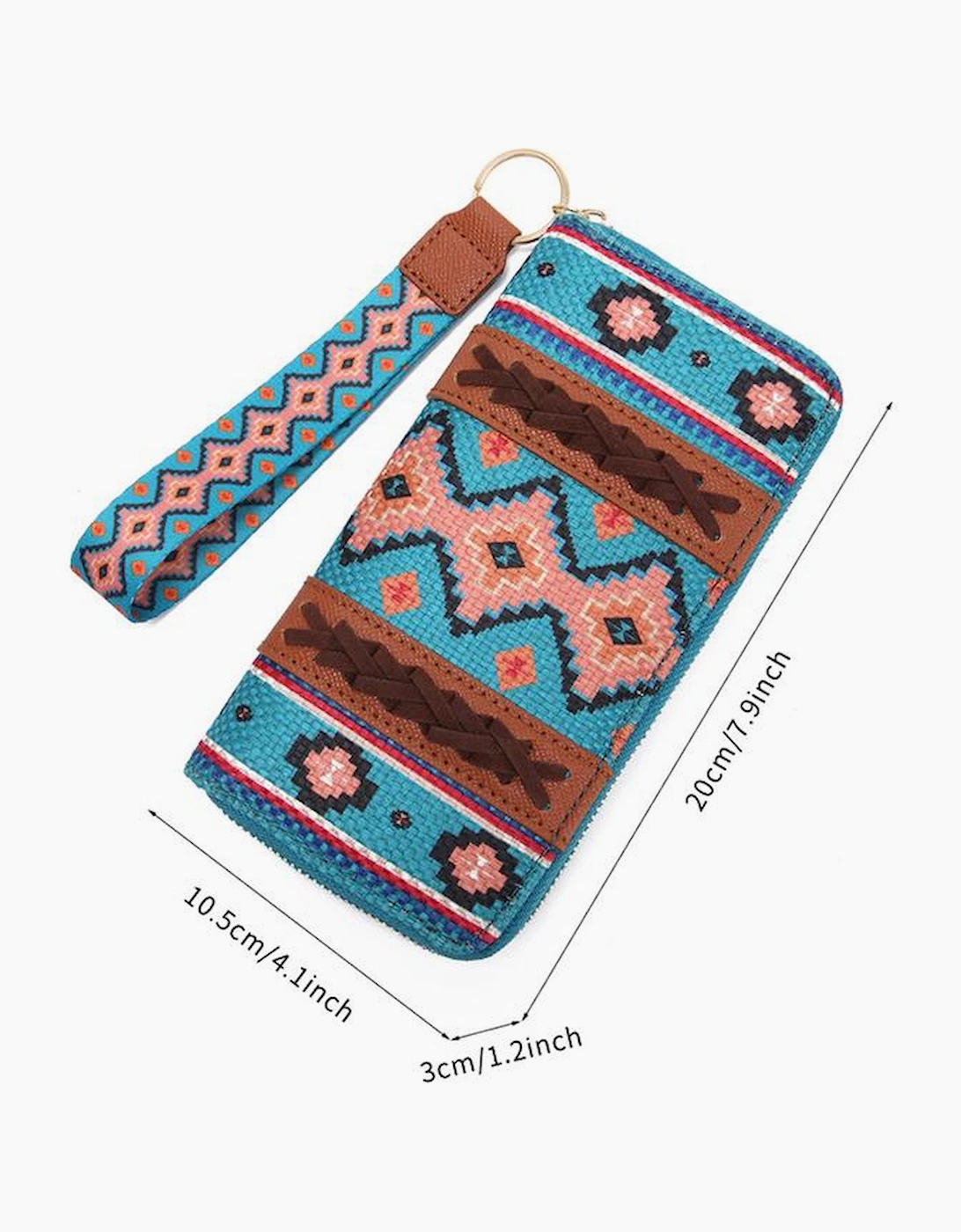Ashleigh Blue Western Aztec Print PU Leather Wristlet Wallet, 4 of 3