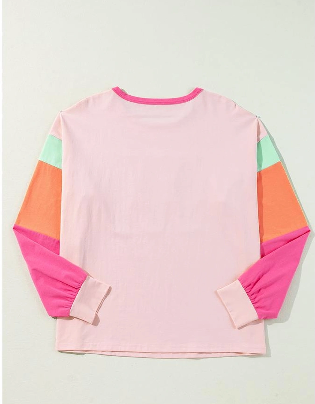 Pink Christmas Sequin Nutcracker Graphic Colorblock Long Sleeve Top