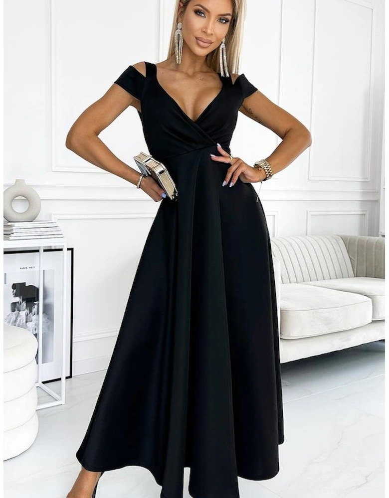 Azura Exchange Ruched V Neck High Slit Dress