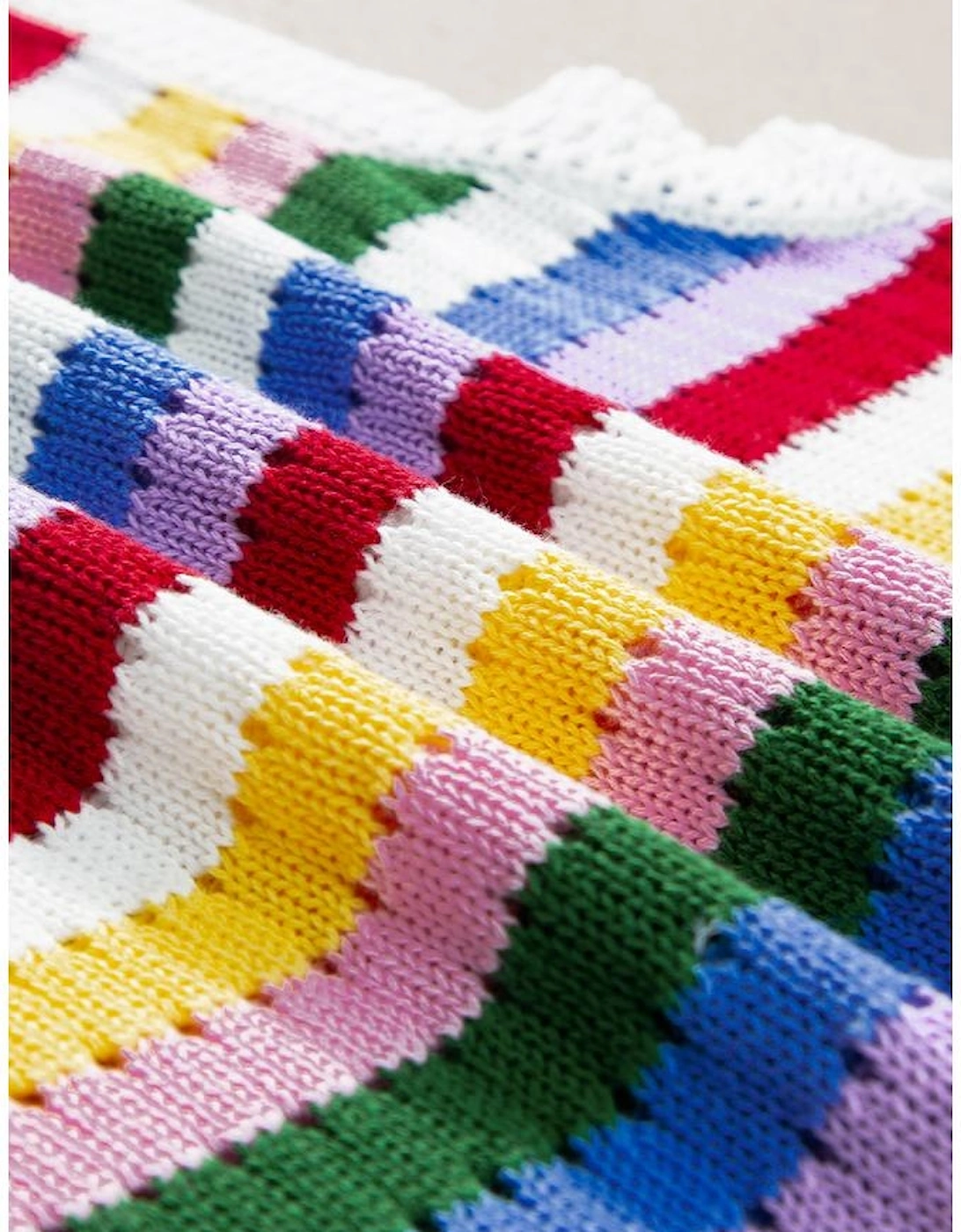 Multicolour Striped Knitted Eyelet Slim Sweater Vest