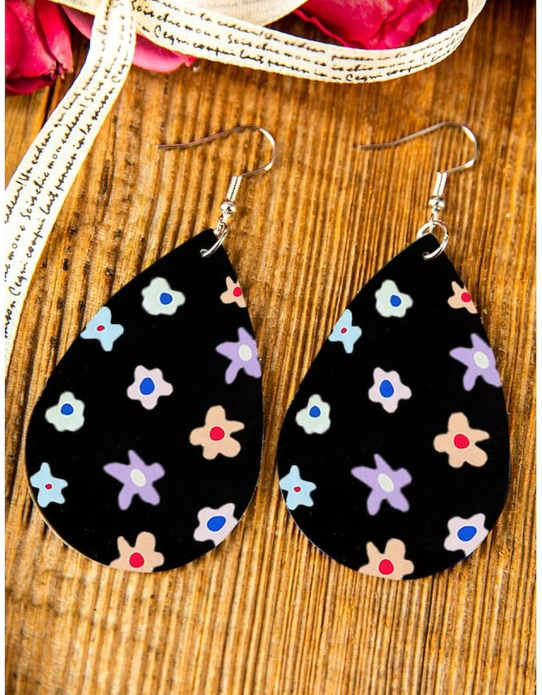 Azura Exchange Water Drop Hook Earrings with Floral Print