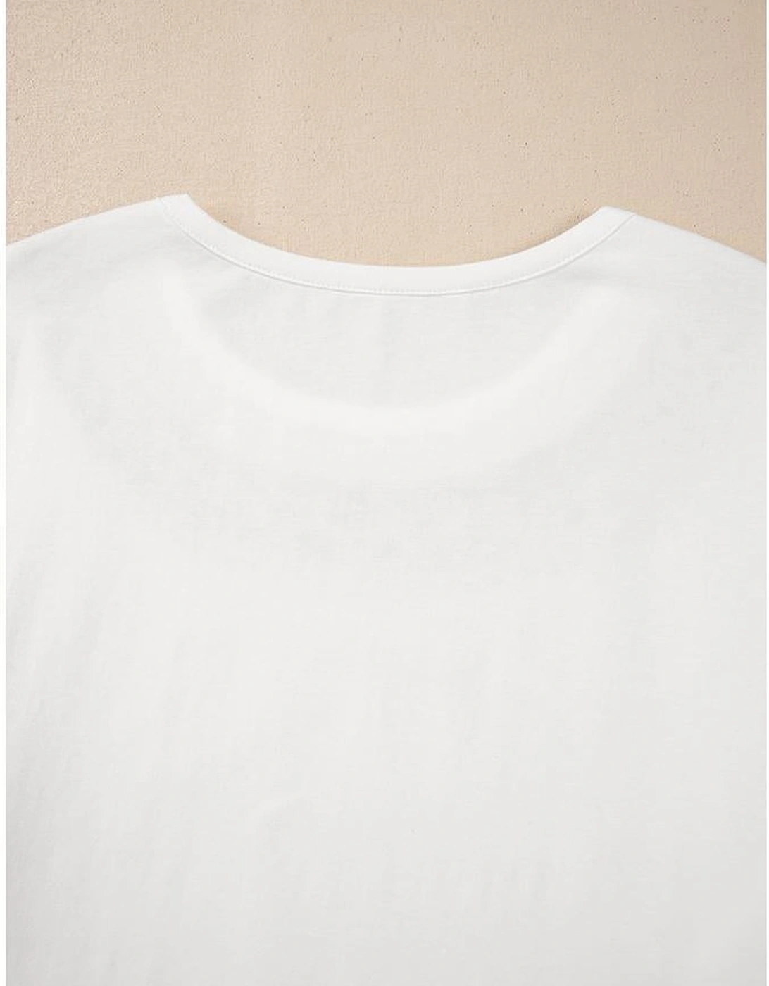 White Lace Crochet Crew Neck Casual T Shirt