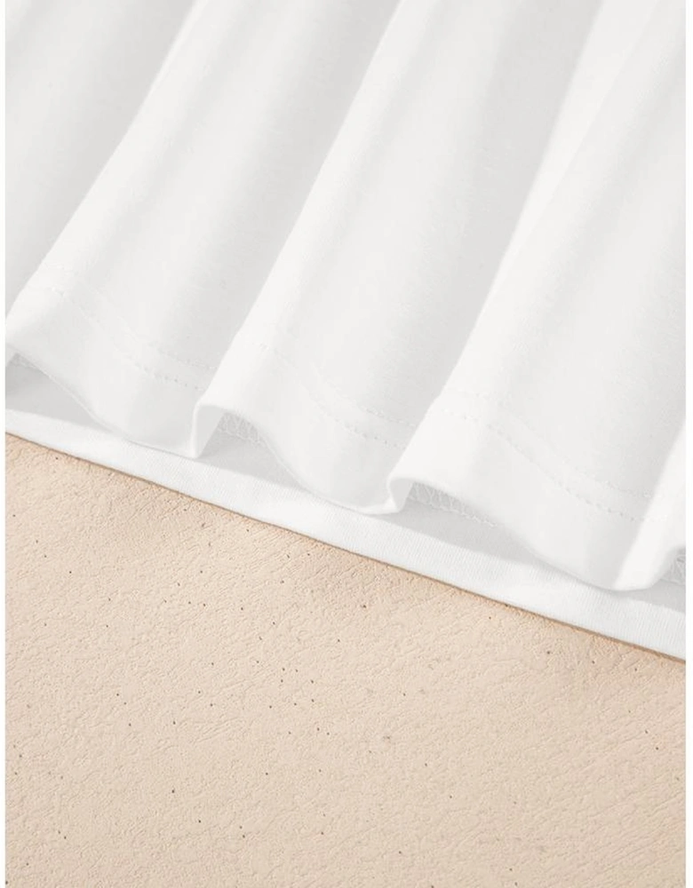 White Lace Crochet Crew Neck Casual T Shirt