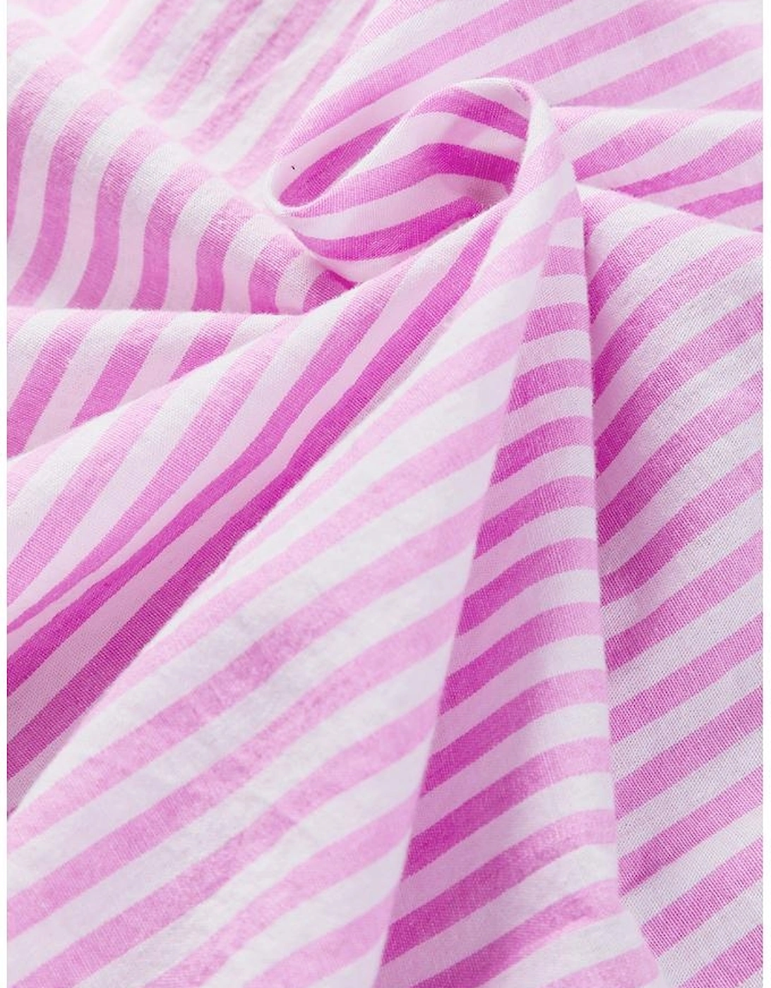 Pink Stripe Striped Patchwork Ruffled Hem Button up Shirt