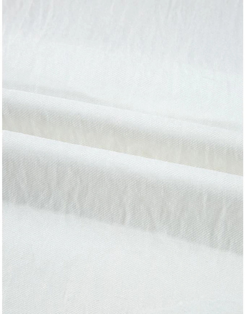 White Lace Patchwork Buttoned Stand Neck Loose Shirt