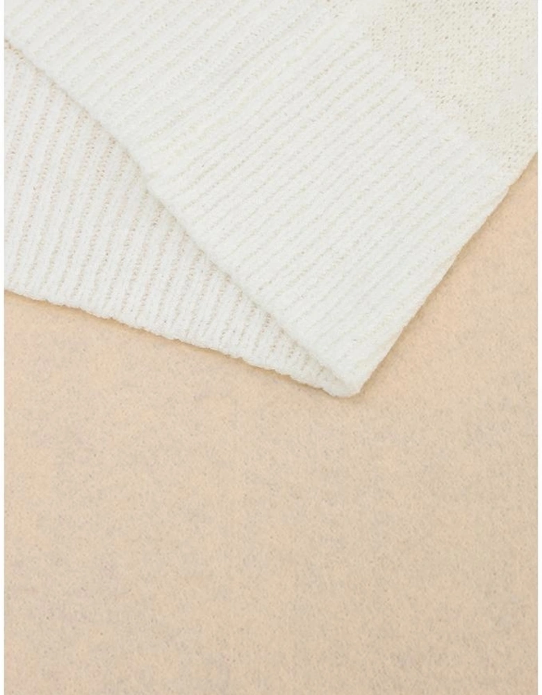 White Colorful Star Pattern Loose Sweater