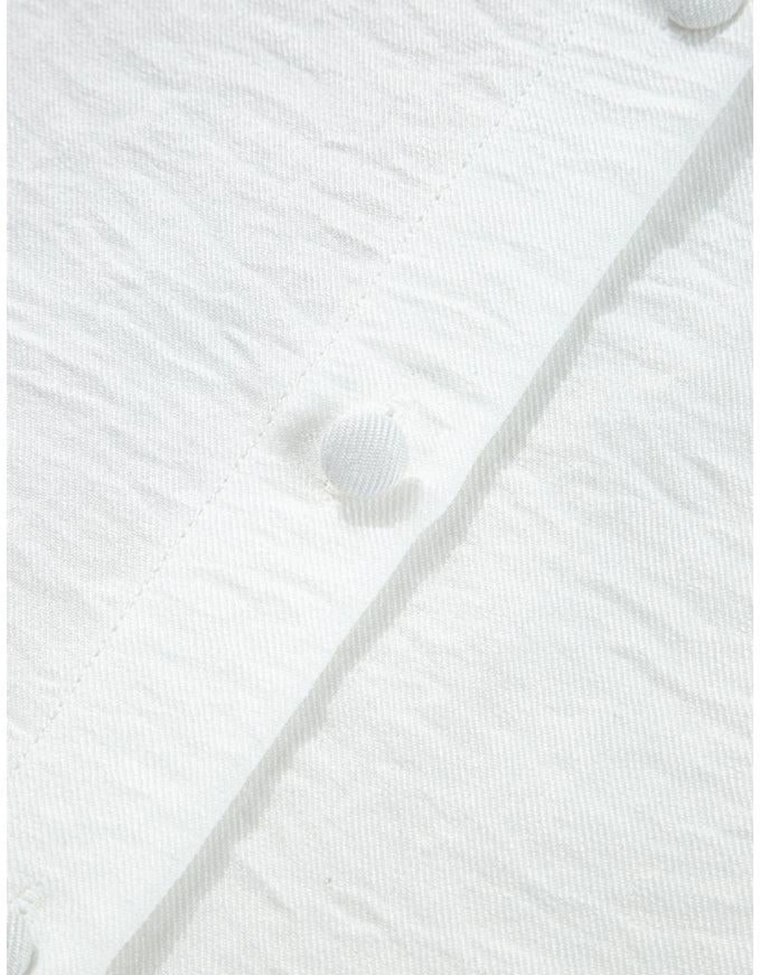 White Lace Patchwork Buttoned Stand Neck Loose Shirt