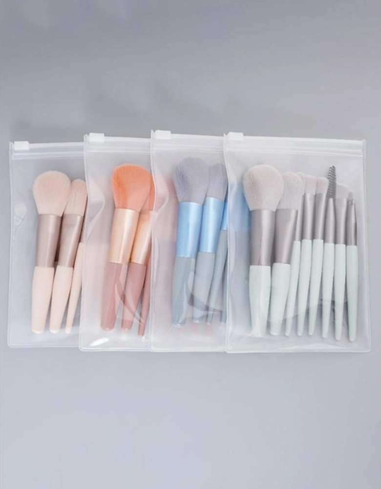Azura Exchange Apricot Pink 8pcs Soft Fluffy Mini Makeup Brush Set with Bag