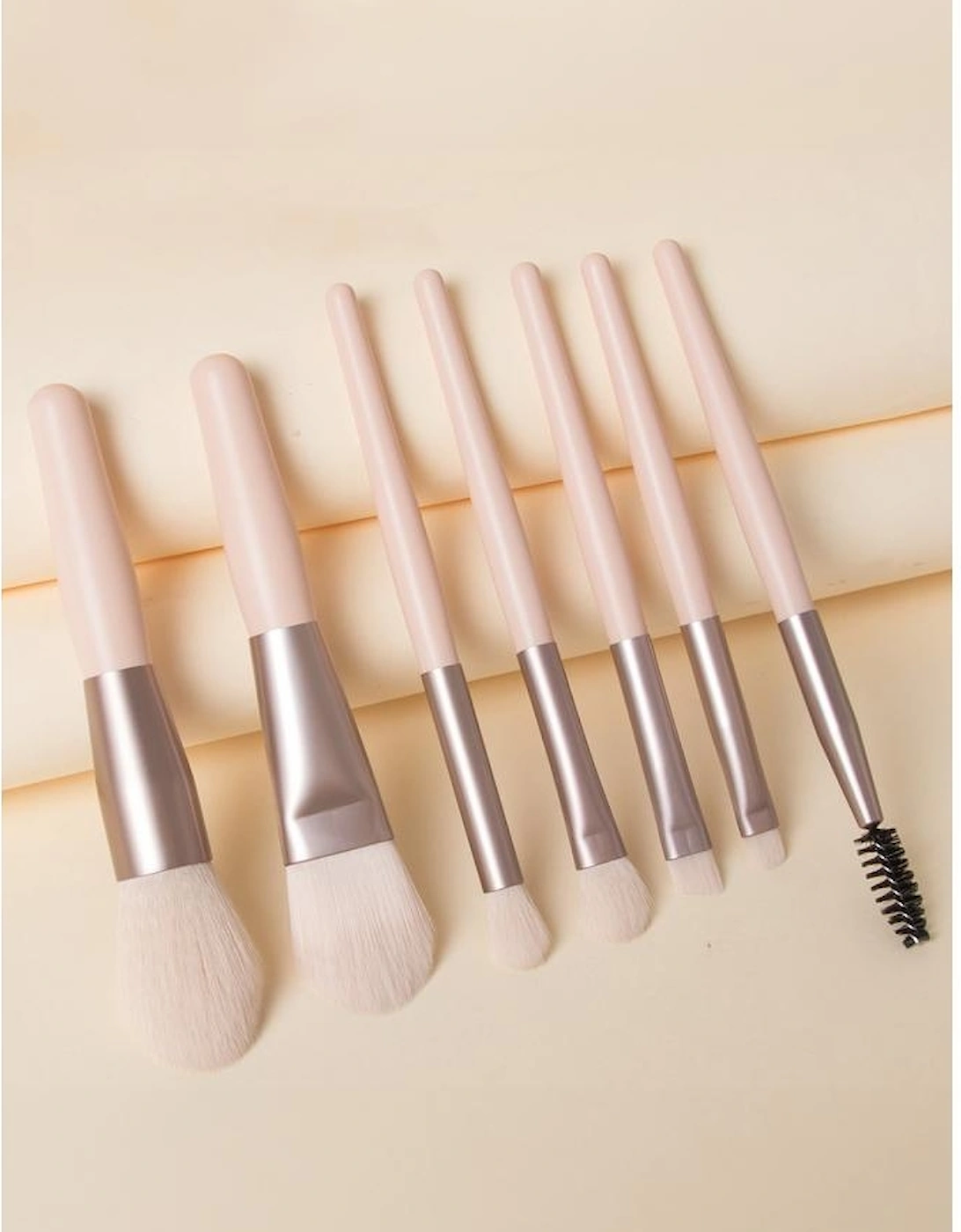 Azura Exchange Apricot Pink 8pcs Soft Fluffy Mini Makeup Brush Set with Bag