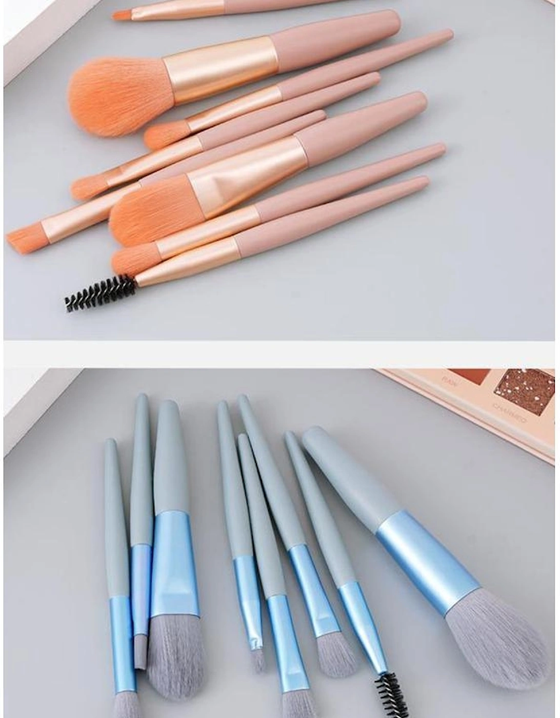 Azura Exchange Apricot Pink 8pcs Soft Fluffy Mini Makeup Brush Set with Bag