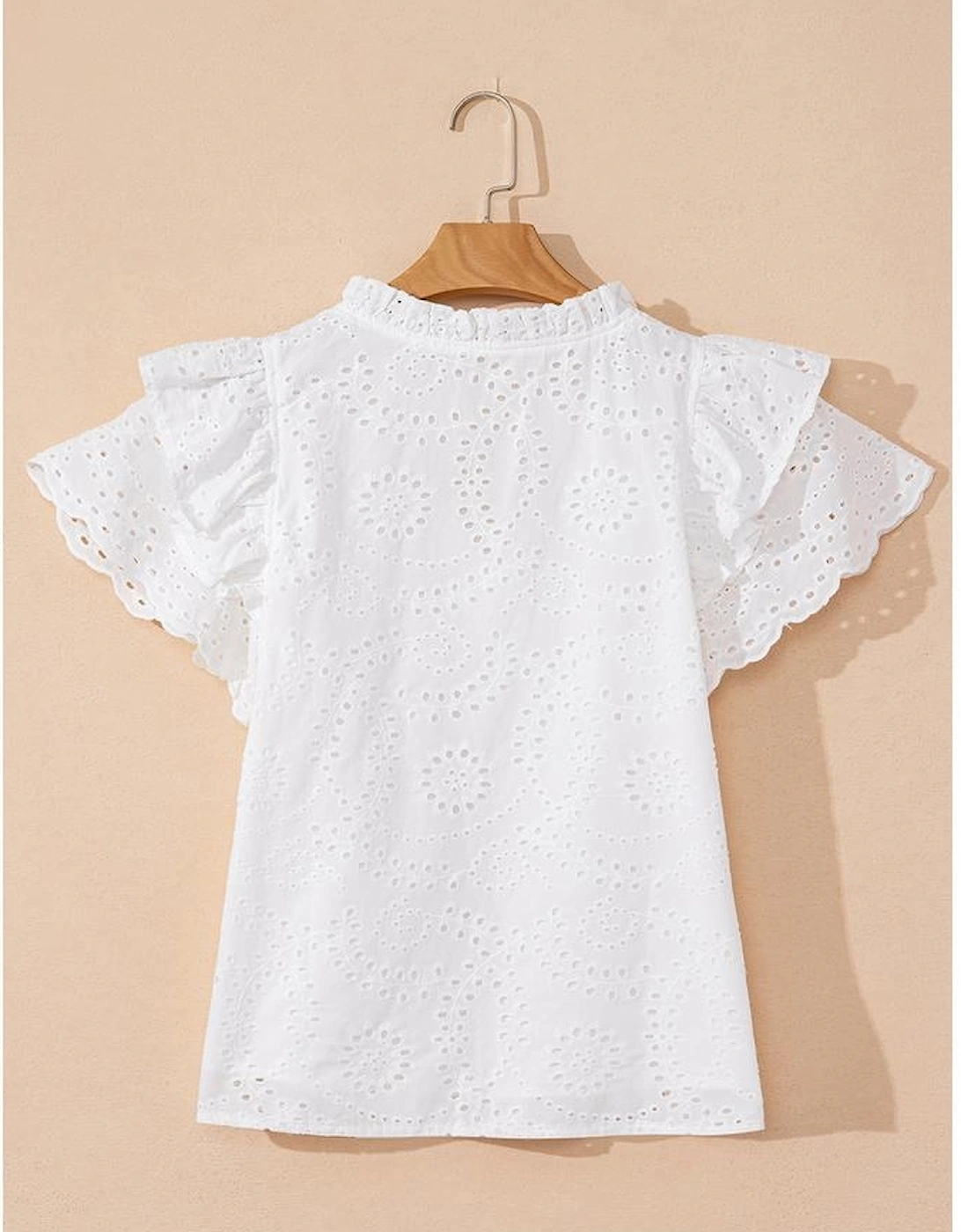 White Broderie Anglaise Ruffle Short Sleeve Blouse