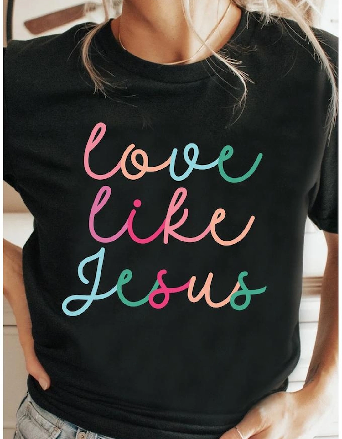 Black Love Like Jesus Crew Neck Graphic Tee