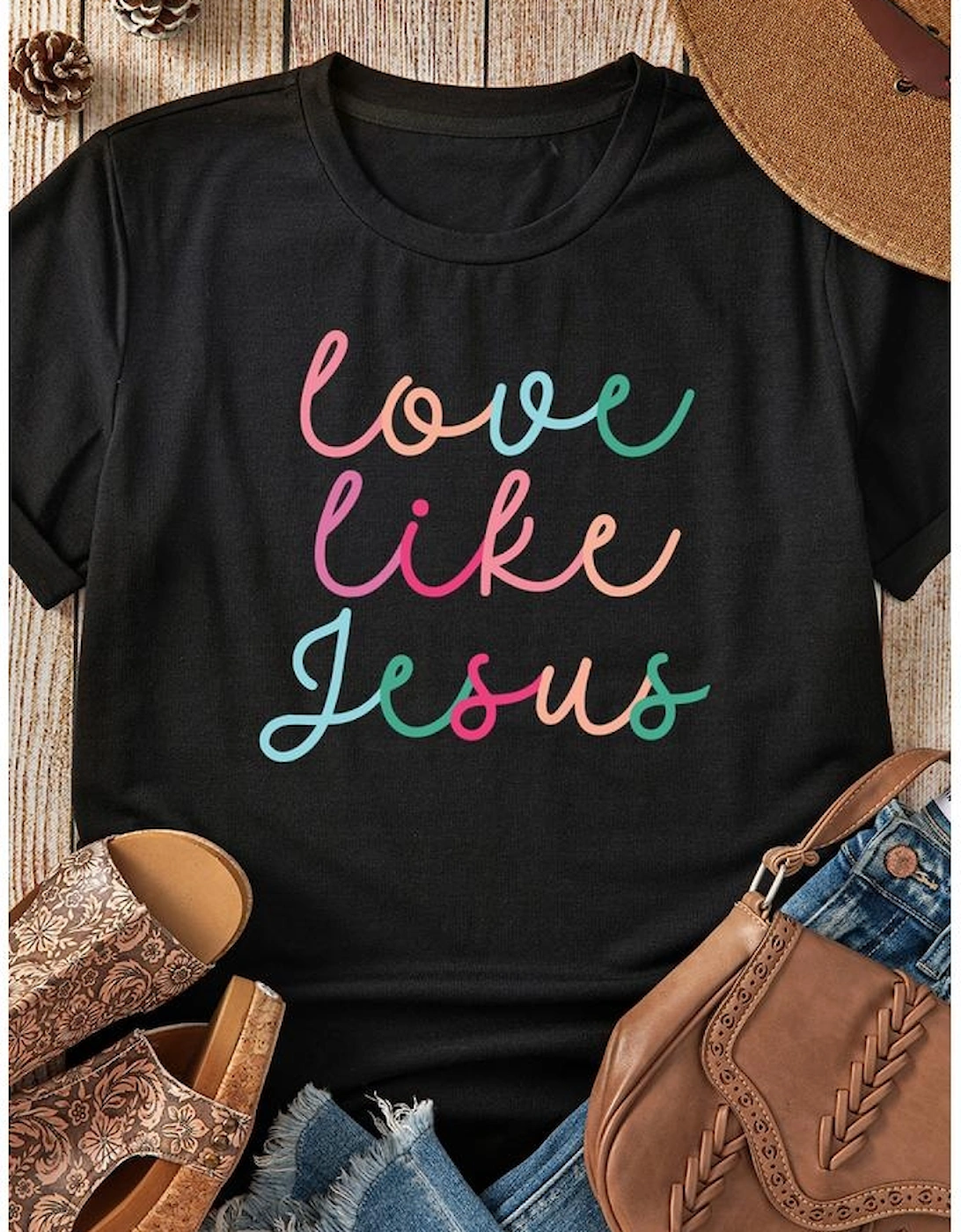 Black Love Like Jesus Crew Neck Graphic Tee, 8 of 7