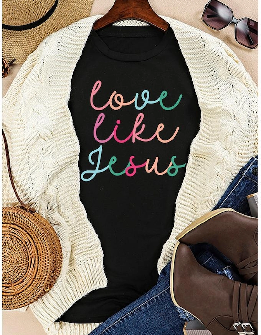 Black Love Like Jesus Crew Neck Graphic Tee