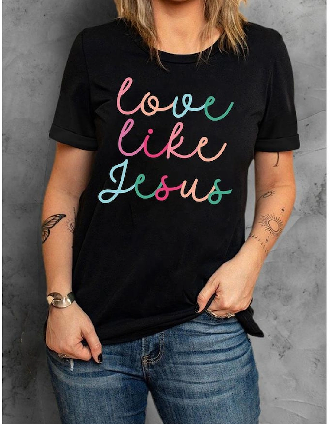Black Love Like Jesus Crew Neck Graphic Tee