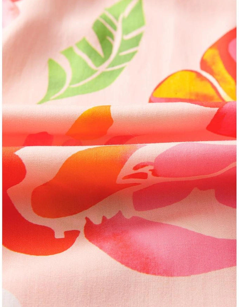 Beige Floral Print Smocked Detail V Neck Puff Sleeve Flowy Maxi Dress