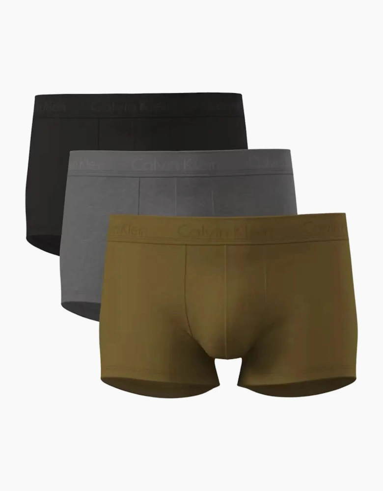 3-Pack Ultra Soft Modal Boxer Trunks, Black/Grey/Khaki