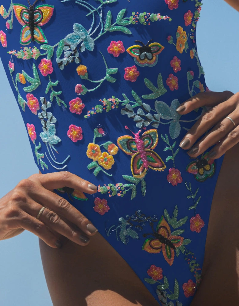 Alabama Floral Hand Embroidered One Piece Swimsuit Multi Colour