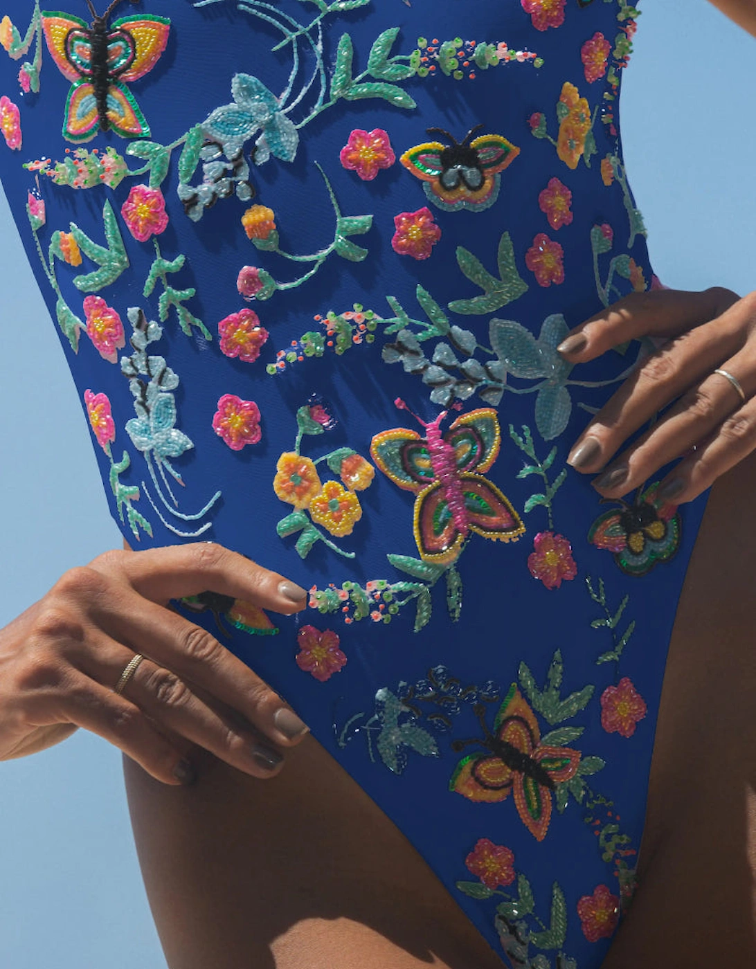 Alabama Floral Hand Embroidered One Piece Swimsuit Multi Colour