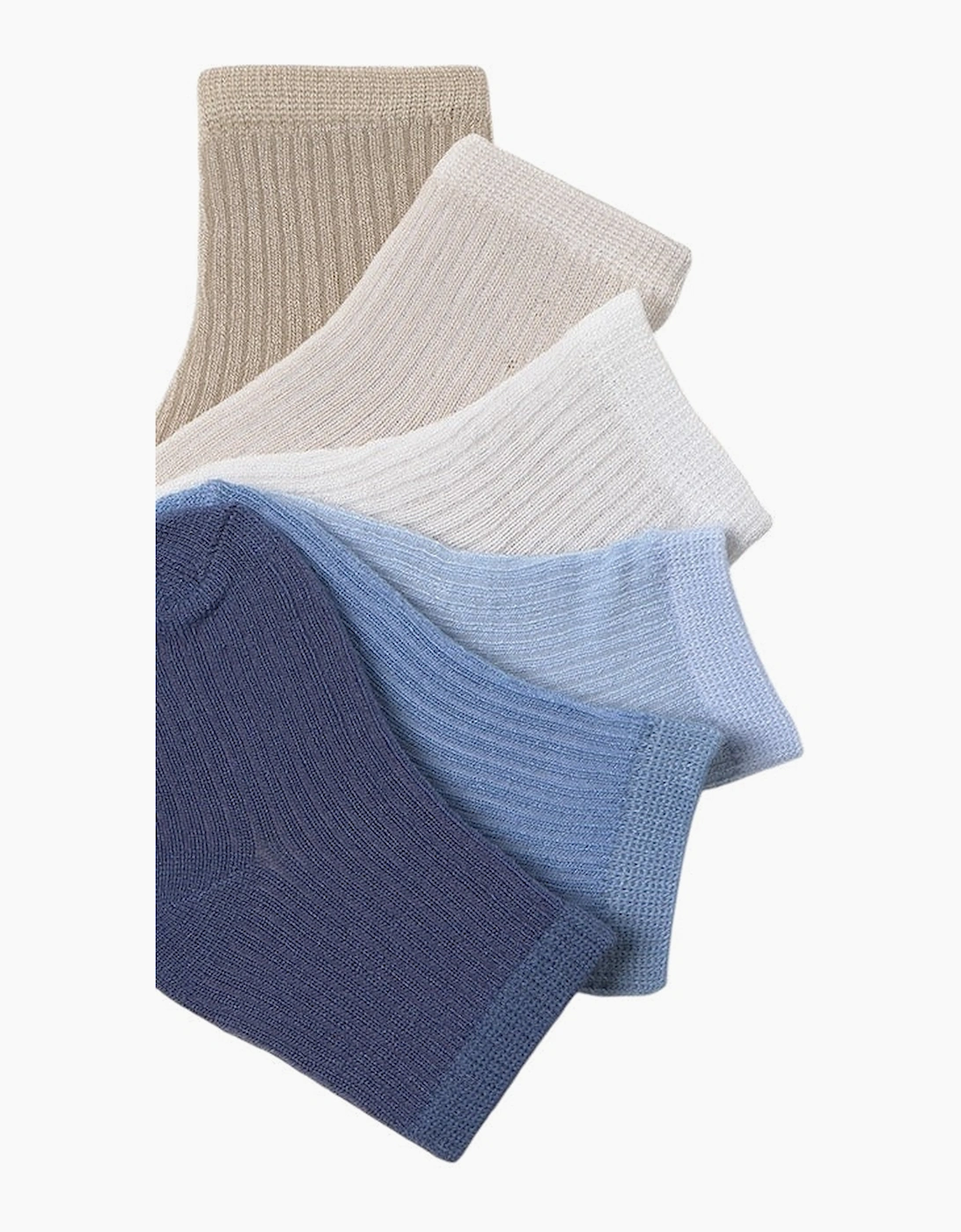 Boys Blue Beige 6 Pack Socks