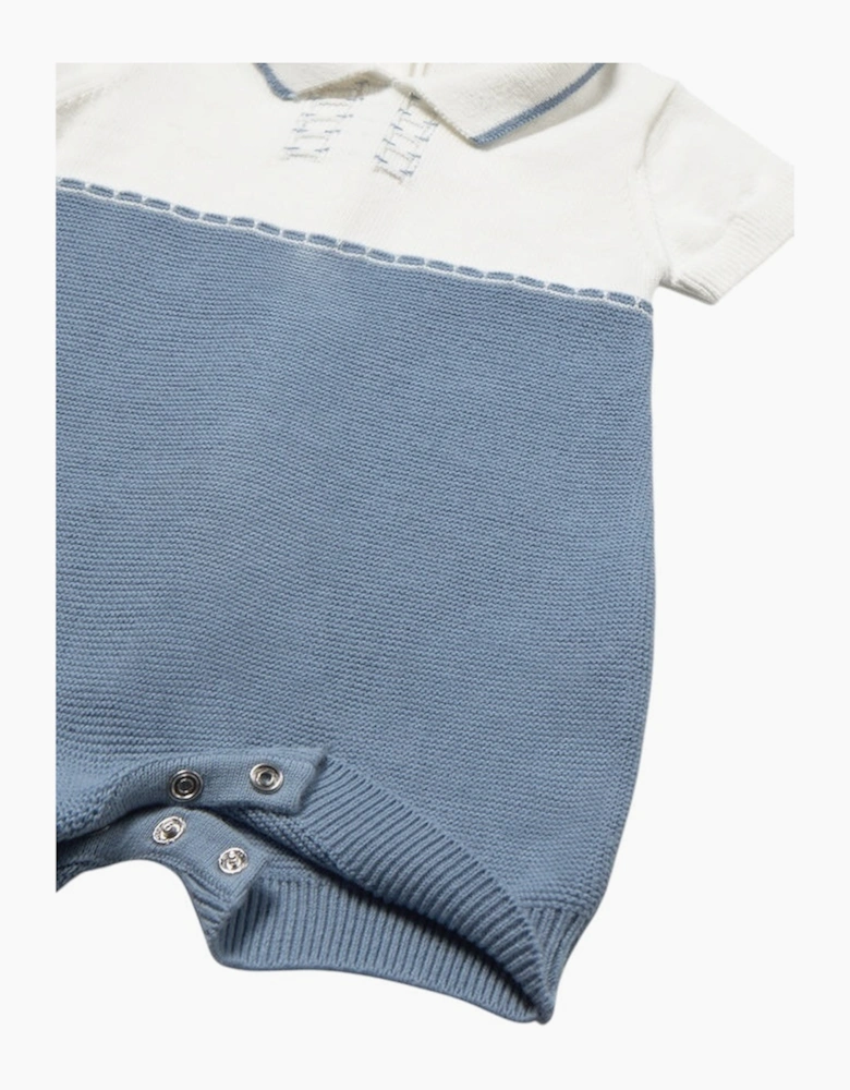 Boys Blue Collared Knit Romper