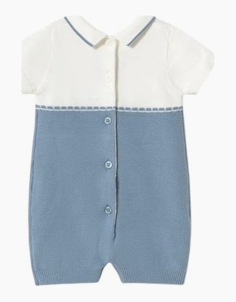 Boys Blue Collared Knit Romper