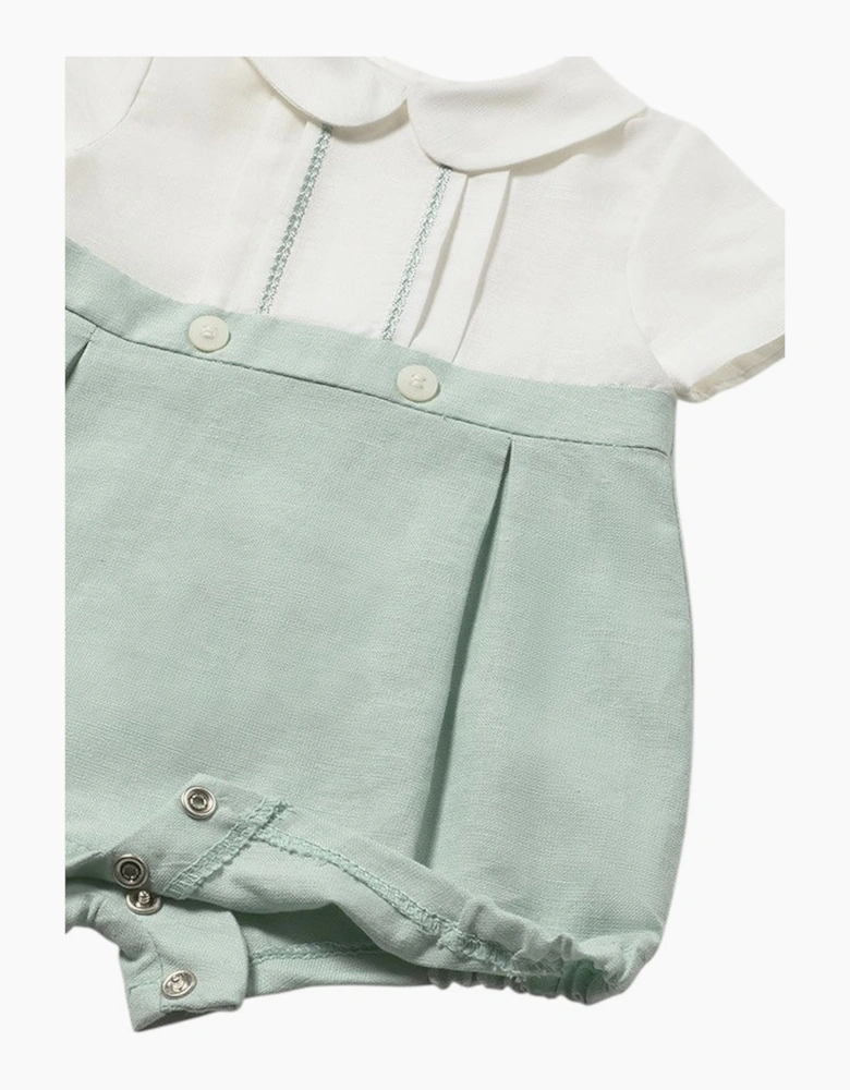 Boys Sage Green Linen Romper