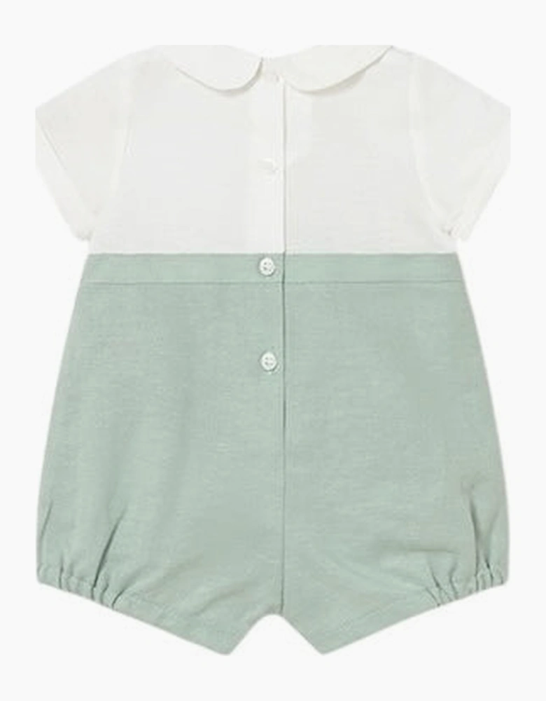 Boys Sage Green Linen Romper