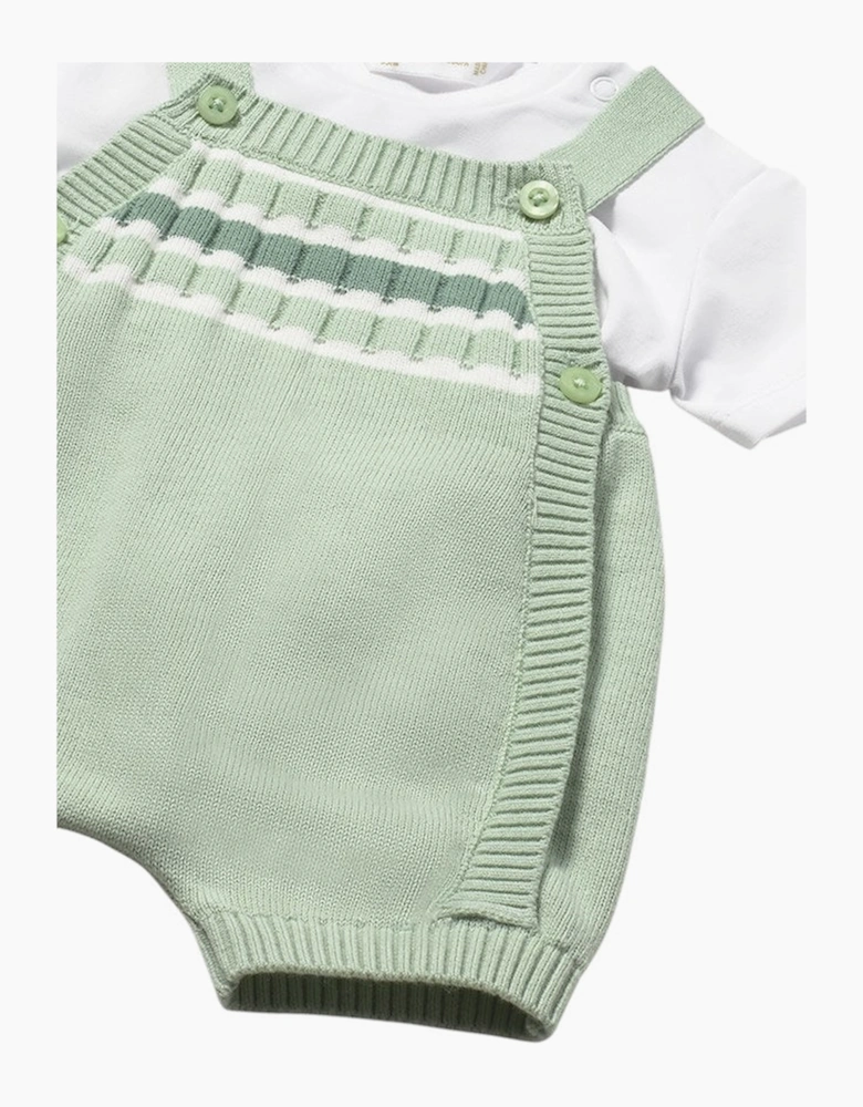 Boys Sage Green Knit Romper Set