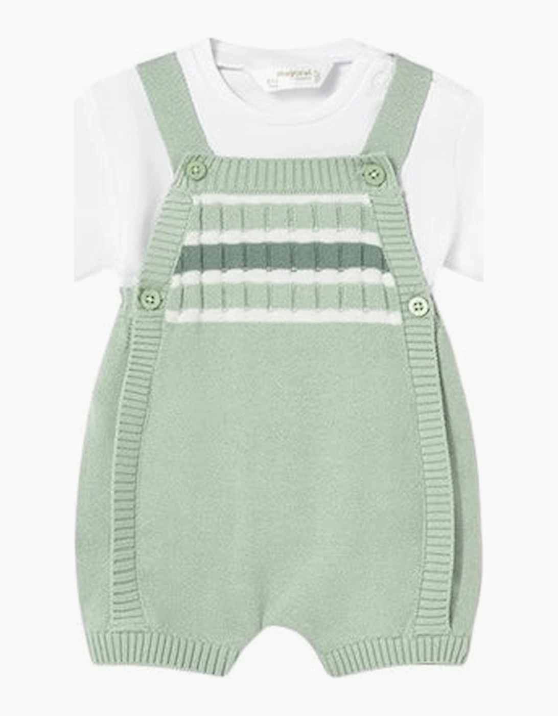 Boys Sage Green Knit Romper Set, 5 of 4