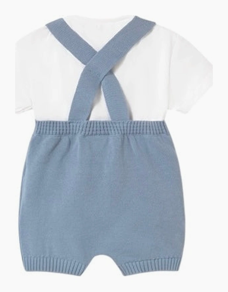 Boys Blue Knit Romper Set