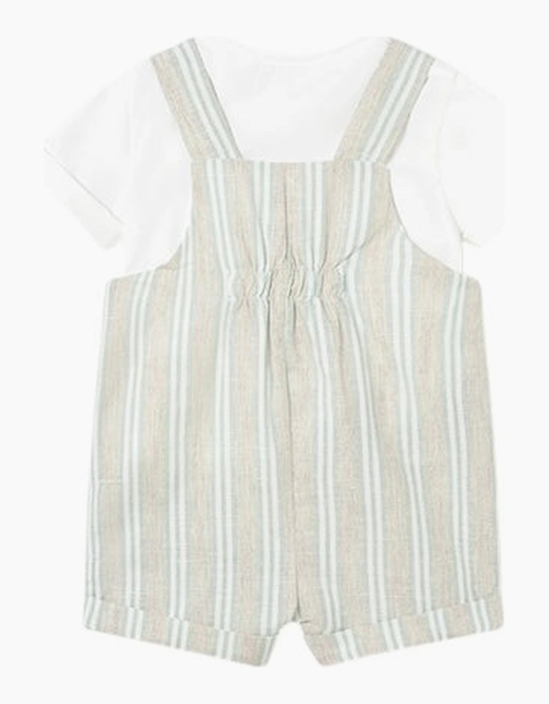 Boys Sage Green Striped Romper Set