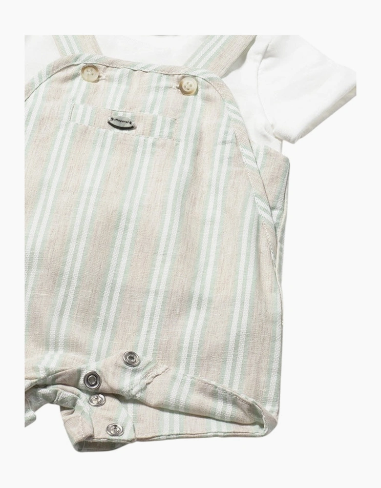 Boys Sage Green Striped Romper Set