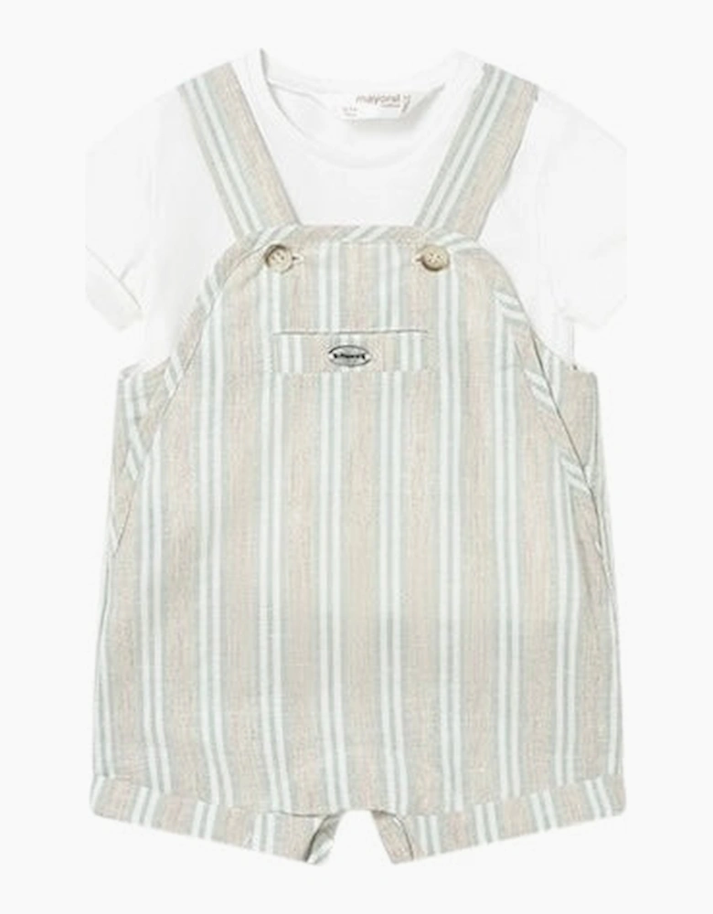 Boys Sage Green Striped Romper Set