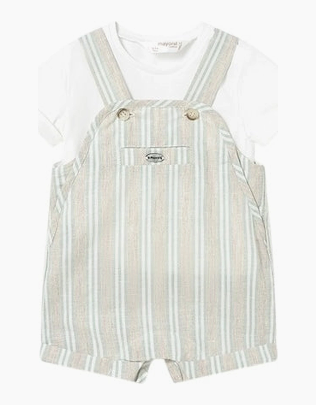 Boys Sage Green Striped Romper Set, 4 of 3