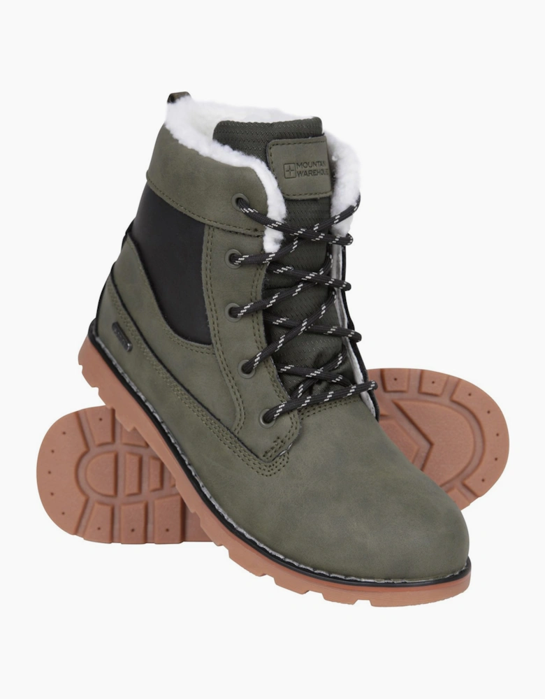 Childrens/Kids Chestnut Borg Waterproof Casual Boots