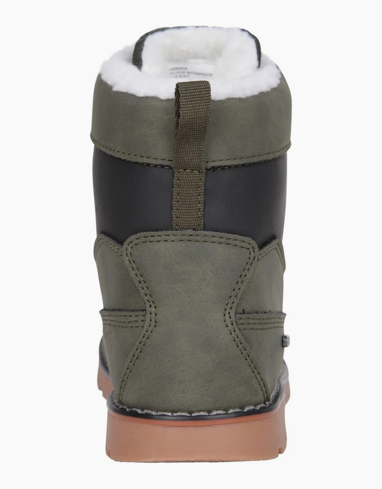 Childrens/Kids Chestnut Borg Waterproof Casual Boots