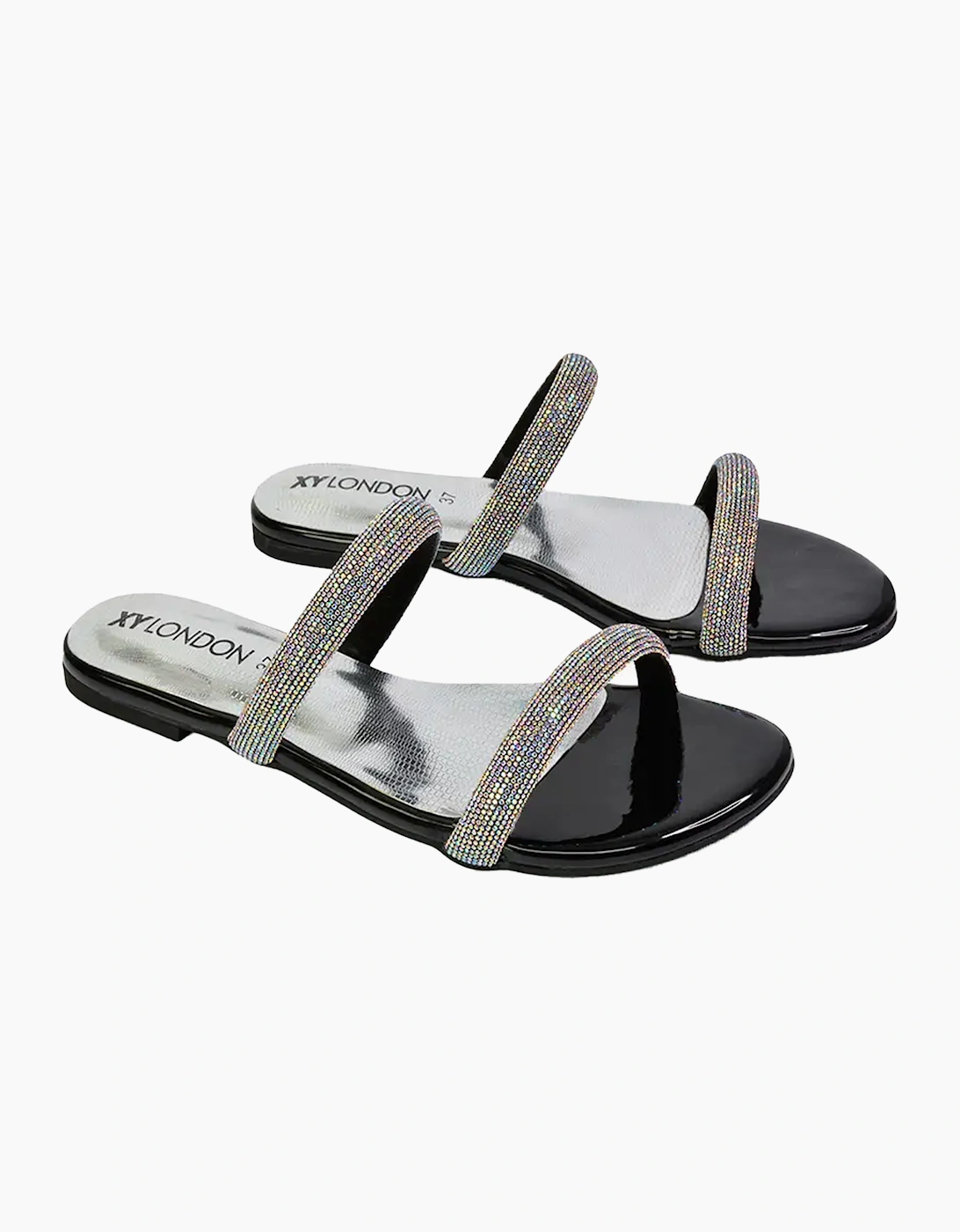 Womens/Ladies Hope Diamante Sparkly Slip-on Bridal Sandals, 6 of 5