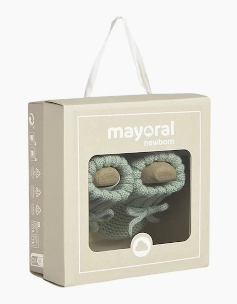 Boys Sage Green Knit Booties