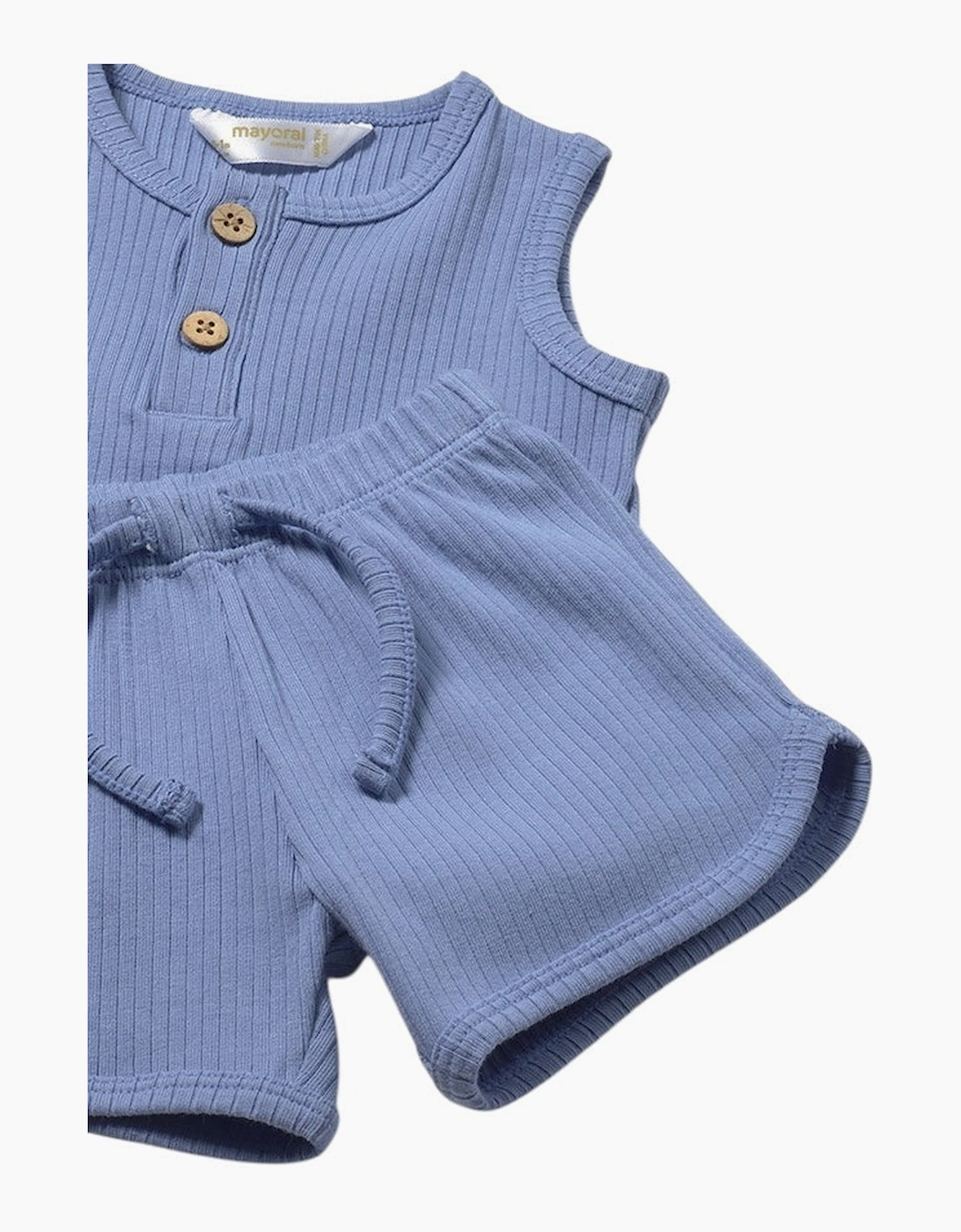 Boys Blue Ribbed Short Set and Hat
