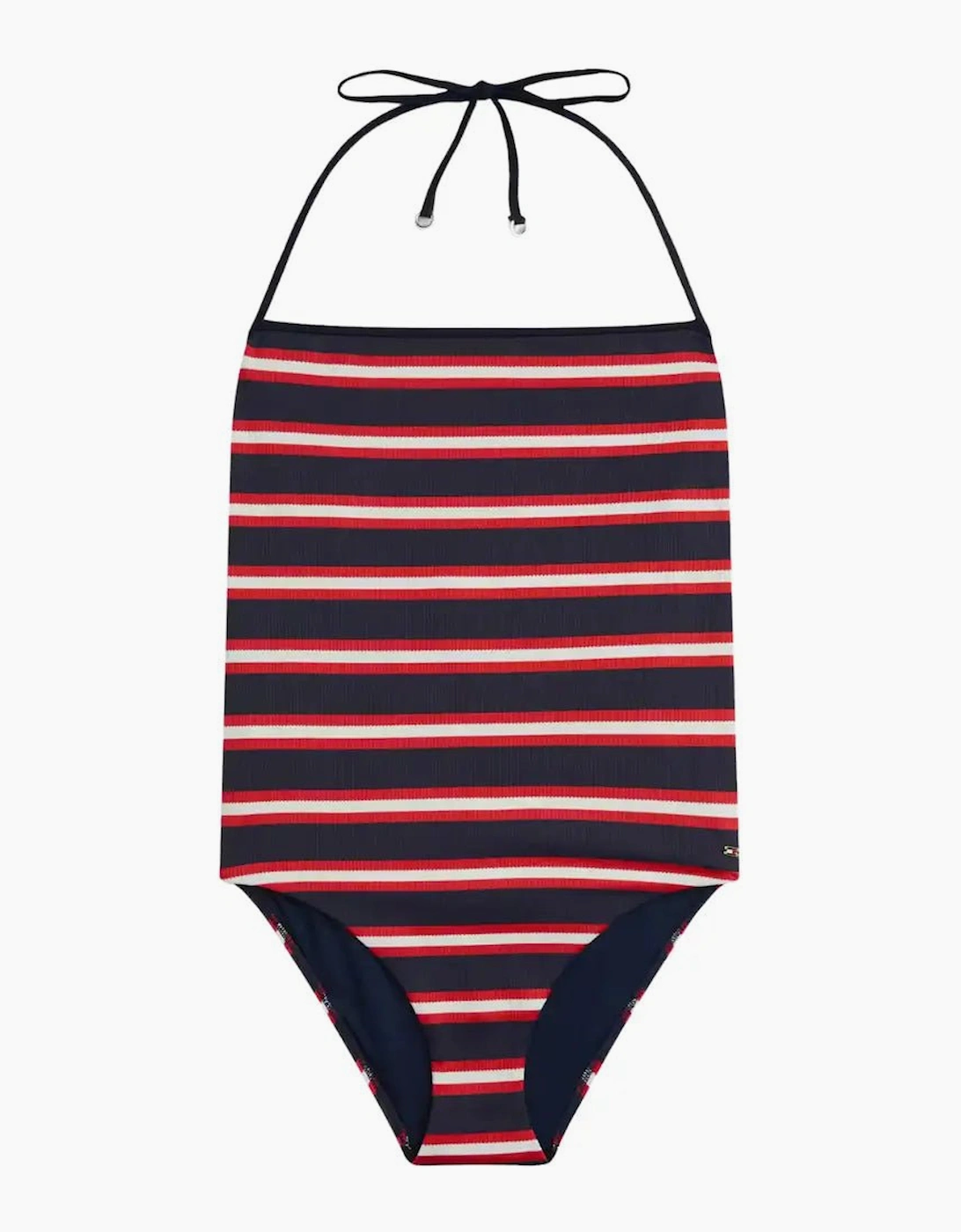 TH Texture Halterneck Swimsuit, New Preppy Stripe Navy