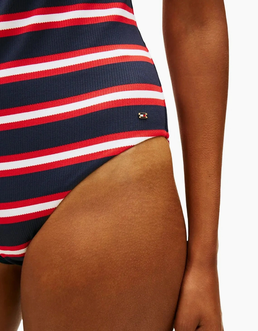 TH Texture Halterneck Swimsuit, New Preppy Stripe Navy