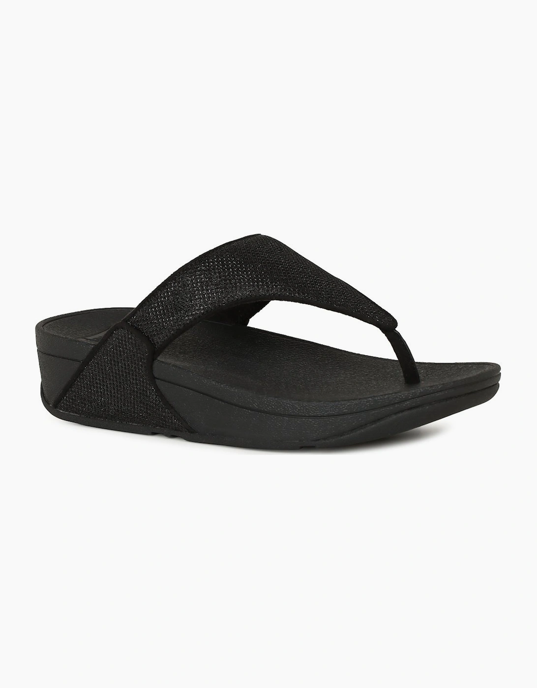 Fitflop Women's Black Lulu Shimmerglitz Toe Post Sandals - Size: 6.5