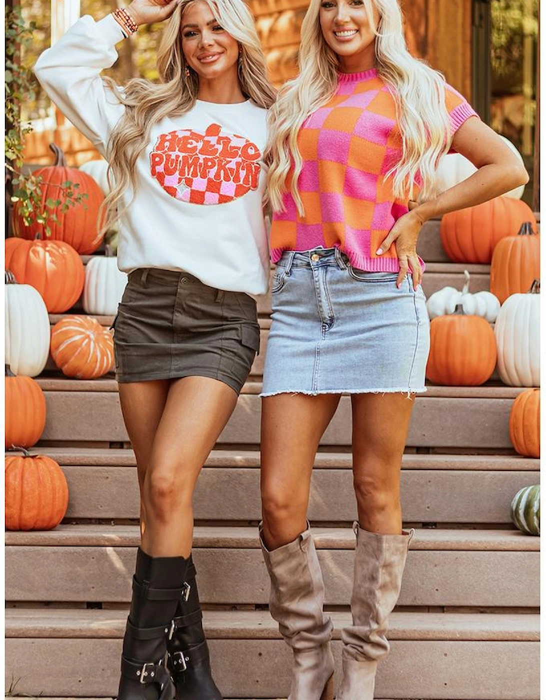 Strawberry Pink Colorblock Plaid Pattern Ribbed Trim Sweater Tank Top