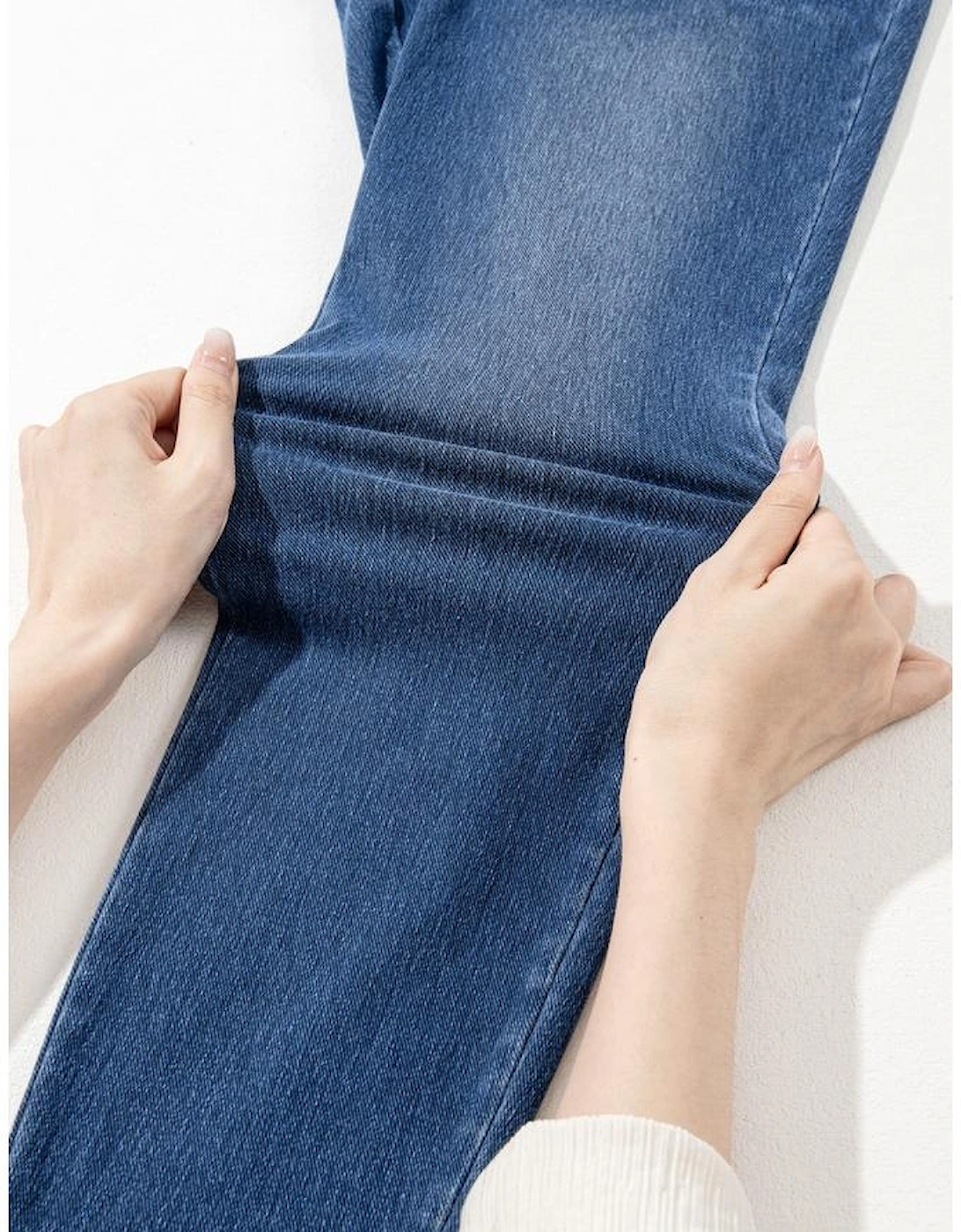 Navy Blue Skinny Elastic Waist Ankle Length Mid Waist Jeggings with Pockets