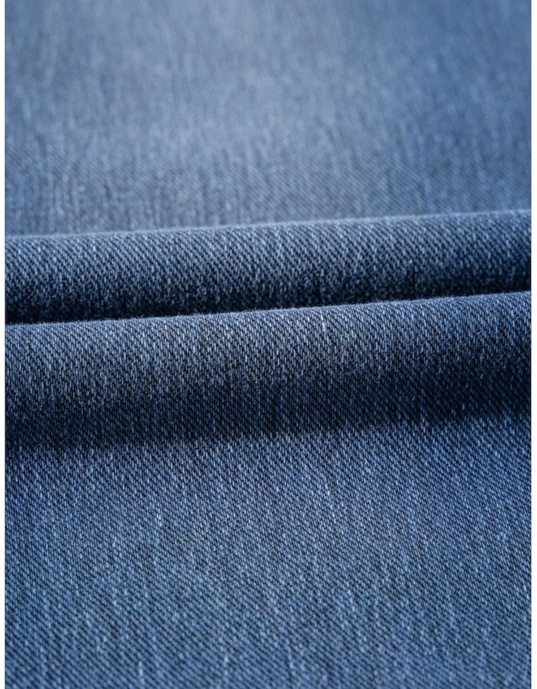 Navy Blue Skinny Elastic Waist Ankle Length Mid Waist Jeggings with Pockets