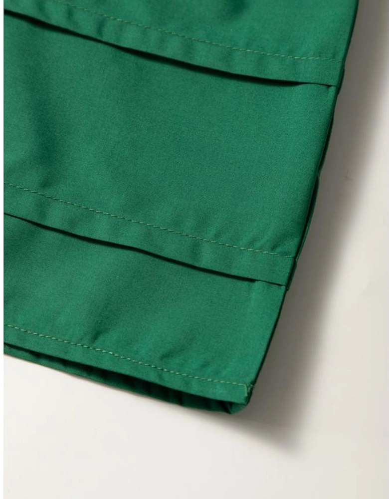 Green Stripe Woven Ruffled Sleeveless Mini Dress