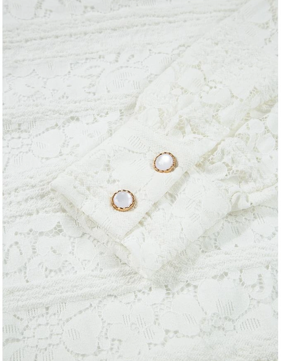 White Lace Crochet Round Neck Puff Sleeve Shift Mini Dress